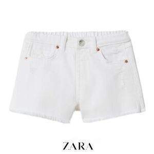 ZARA Kids | White | RIPPED DENIM SHORTS